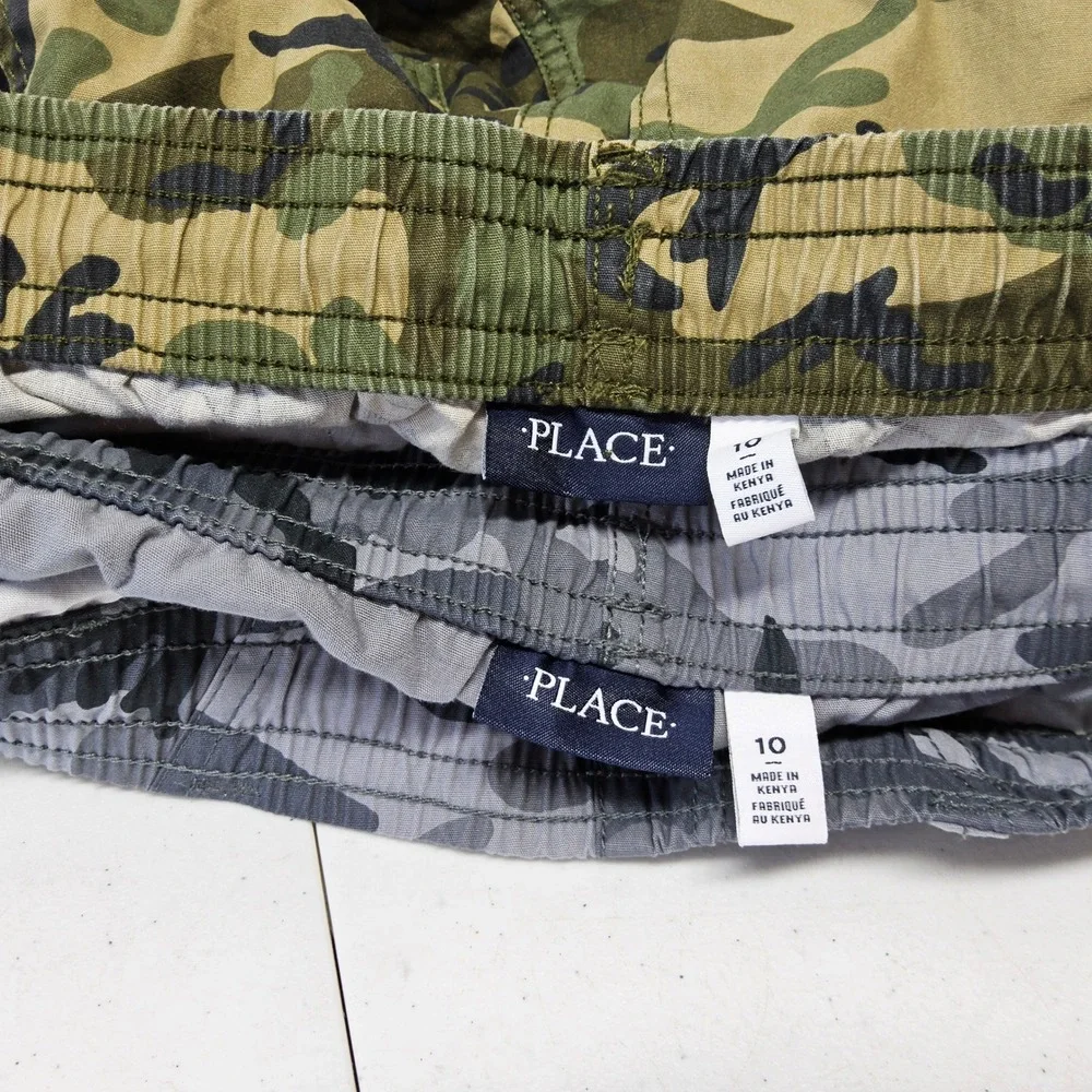 The Children's Place Cargo Shorts Kids‎ Size 10 Green Gray Camo 2-Pack Utility